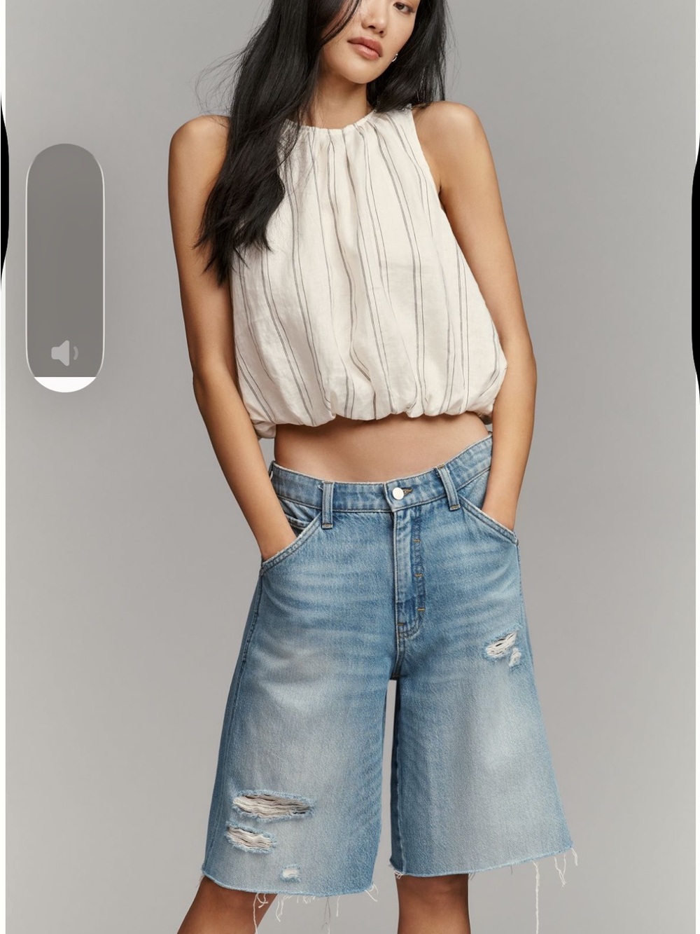 NWT Anthropologie Pilcro Light Blue Elastic-Back Denim Bermuda Shorts - Picture 4 of 7